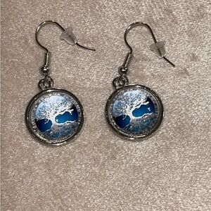 Silver and Blue Tree of Life Earrings